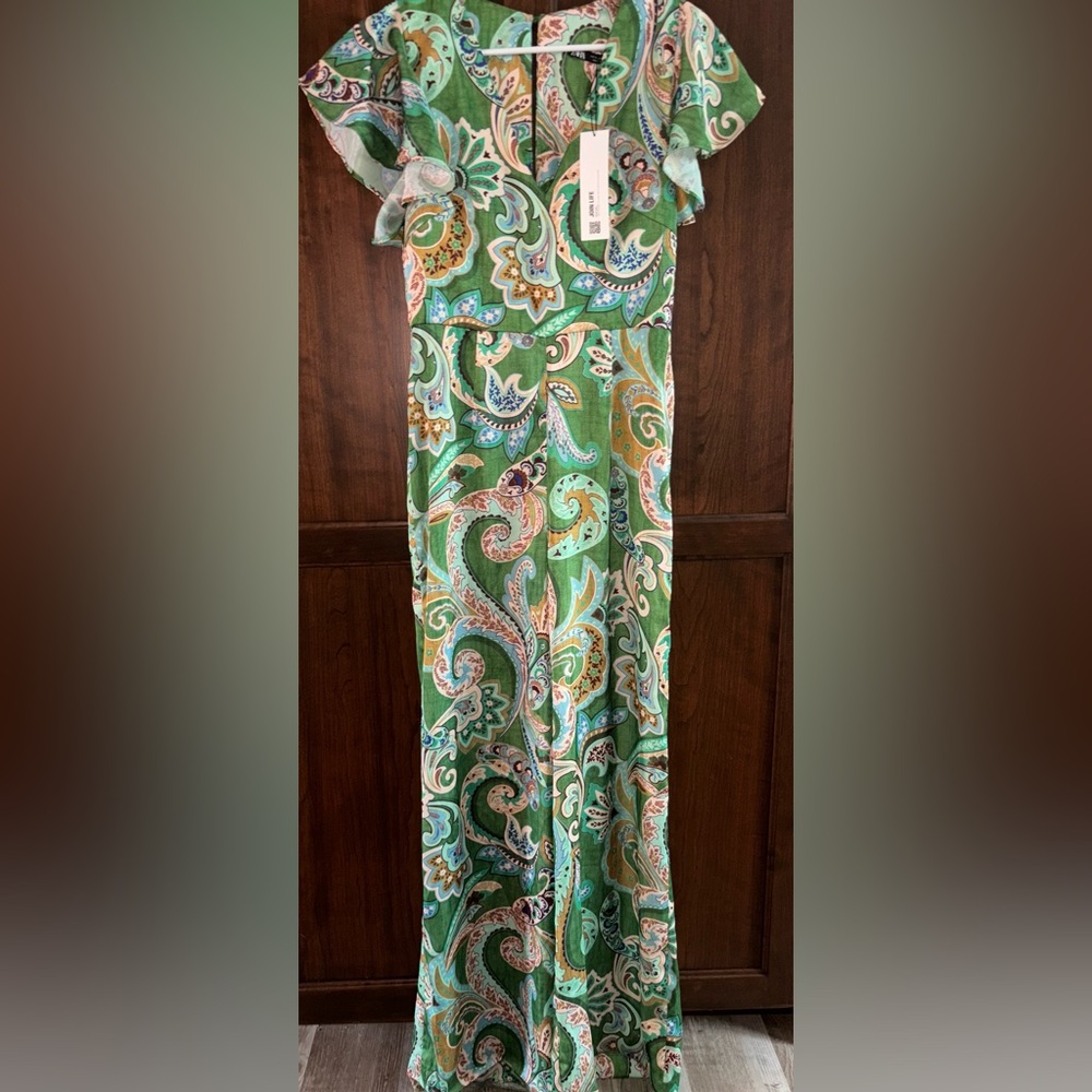 Zara Pantsuit Satin Floral/paisley Pants Jumpsuit sz-S. Inseem 31”. NWT. No Belt